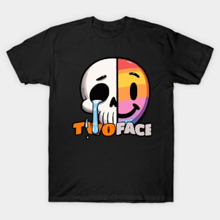 Sad Happy Smile Two Face Hide the Pain Design T-Shirt